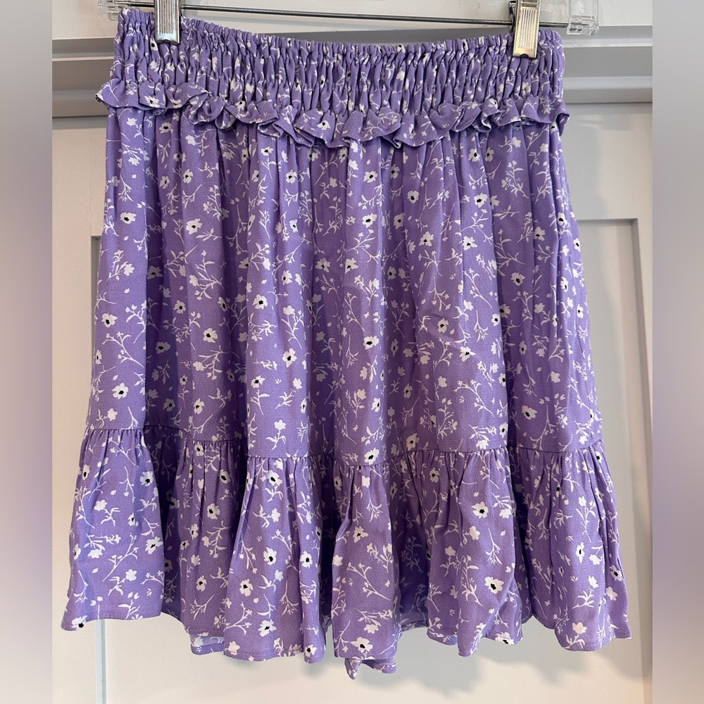 Zara Purple Bubble Mini Skirt with Smocked Ruffles